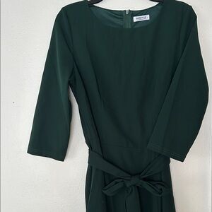 Chic Forest Green Midi Dress 3/4 Sleeve